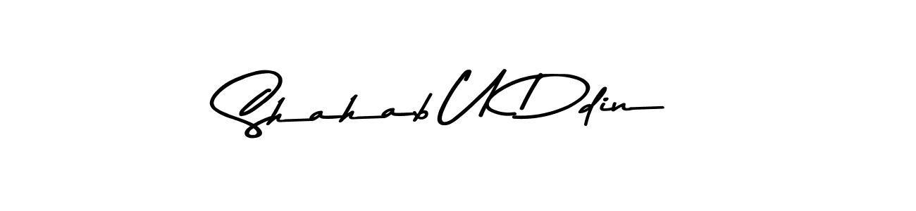 How to make Shahab U Ddin name signature. Use Asem Kandis PERSONAL USE style for creating short signs online. This is the latest handwritten sign. Shahab U Ddin signature style 9 images and pictures png