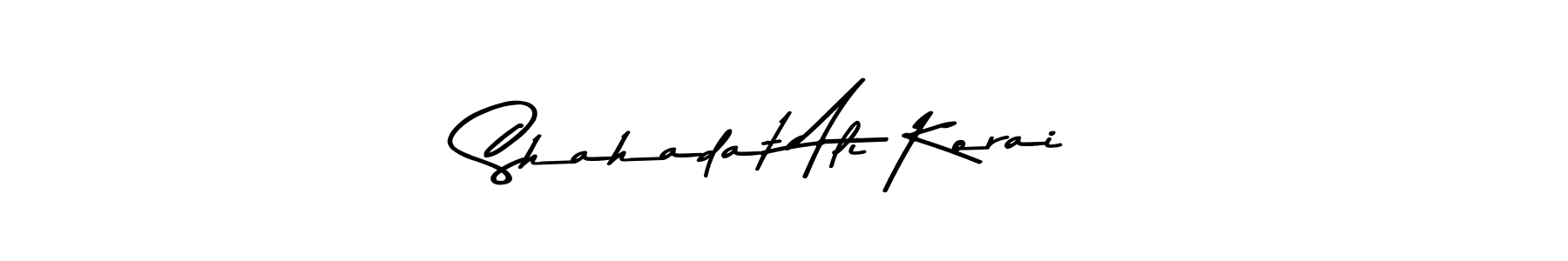 The best way (Asem Kandis PERSONAL USE) to make a short signature is to pick only two or three words in your name. The name Shahadat Ali Korai include a total of six letters. For converting this name. Shahadat Ali Korai signature style 9 images and pictures png