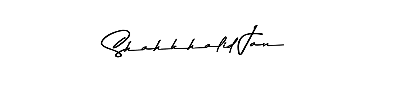 Make a beautiful signature design for name Shahkhalid Jan. With this signature (Asem Kandis PERSONAL USE) style, you can create a handwritten signature for free. Shahkhalid Jan signature style 9 images and pictures png