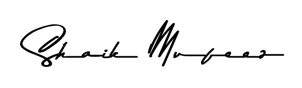 The Asem Kandis PERSONAL USE font transforms the name Shaik Mufeez into an executive sign with sharp precision and distinguished character. Shaik Mufeez signature style 9 images and pictures png
