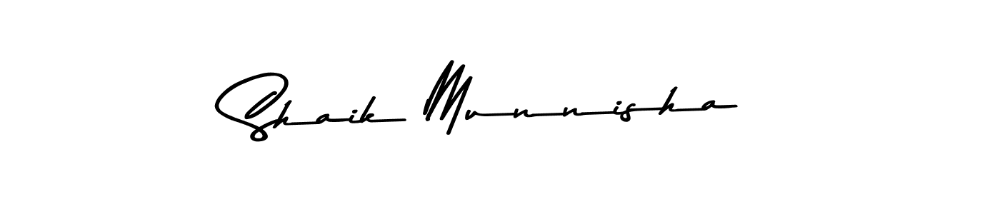 Make a beautiful signature design for name Shaik Munnisha. With this signature (Asem Kandis PERSONAL USE) style, you can create a handwritten signature for free. Shaik Munnisha signature style 9 images and pictures png