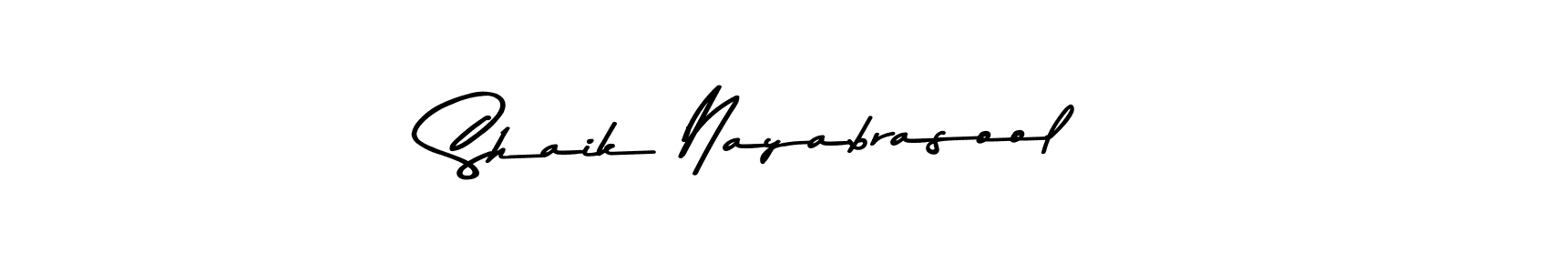 How to make Shaik Nayabrasool name signature. Use Asem Kandis PERSONAL USE style for creating short signs online. This is the latest handwritten sign. Shaik Nayabrasool signature style 9 images and pictures png