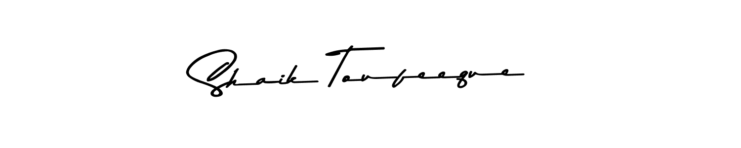 How to make Shaik Toufeeque name signature. Use Asem Kandis PERSONAL USE style for creating short signs online. This is the latest handwritten sign. Shaik Toufeeque signature style 9 images and pictures png
