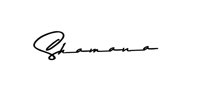 Create a beautiful signature design for name Shamana. With this signature (Asem Kandis PERSONAL USE) fonts, you can make a handwritten signature for free. Shamana signature style 9 images and pictures png