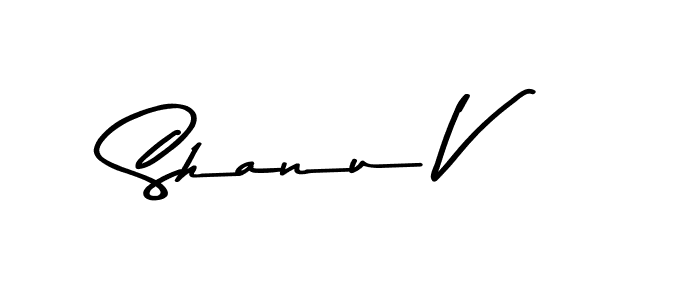 How to make Shanu V name signature. Use Asem Kandis PERSONAL USE style for creating short signs online. This is the latest handwritten sign. Shanu V signature style 9 images and pictures png