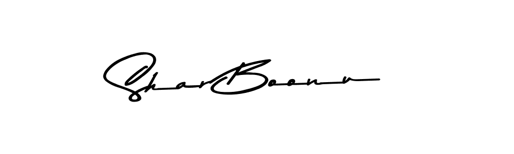 Make a beautiful signature design for name Shar Boonu. With this signature (Asem Kandis PERSONAL USE) style, you can create a handwritten signature for free. Shar Boonu signature style 9 images and pictures png