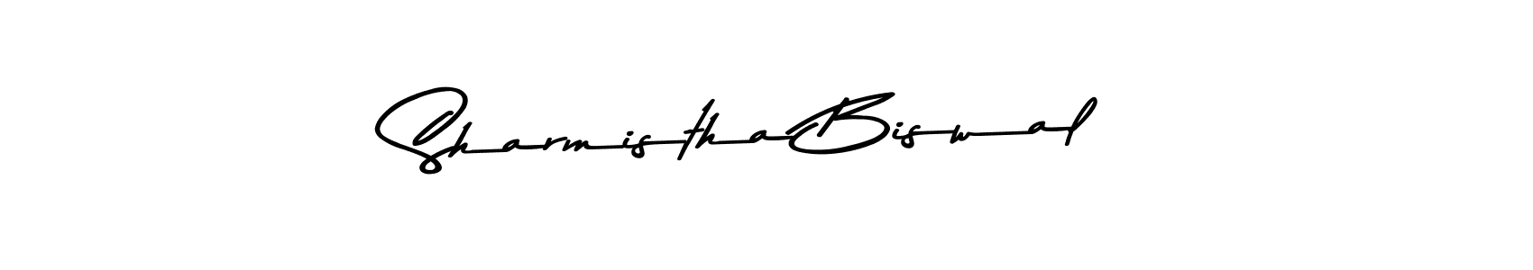 How to make Sharmistha Biswal name signature. Use Asem Kandis PERSONAL USE style for creating short signs online. This is the latest handwritten sign. Sharmistha Biswal signature style 9 images and pictures png