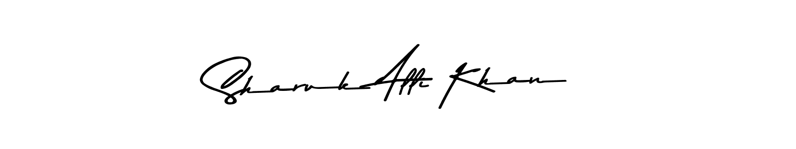 How to make Sharuk Alli Khan name signature. Use Asem Kandis PERSONAL USE style for creating short signs online. This is the latest handwritten sign. Sharuk Alli Khan signature style 9 images and pictures png