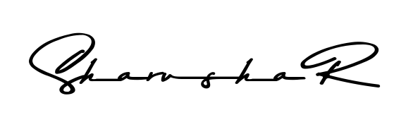 Quickly download Sharusha R name signature in high-resolution PNG using Asem Kandis PERSONAL USE style. Ready to insert into PDFs and online applications. Sharusha R signature style 9 images and pictures png