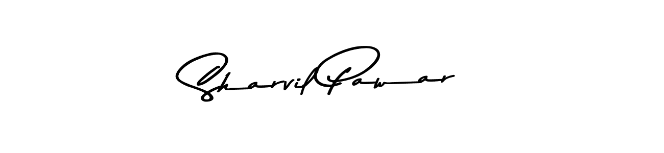 How to make Sharvil Pawar name signature. Use Asem Kandis PERSONAL USE style for creating short signs online. This is the latest handwritten sign. Sharvil Pawar signature style 9 images and pictures png