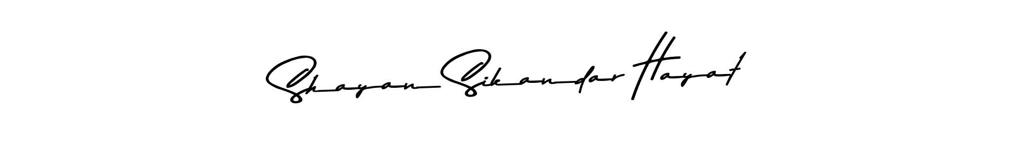 How to make Shayan Sikandar Hayat name signature. Use Asem Kandis PERSONAL USE style for creating short signs online. This is the latest handwritten sign. Shayan Sikandar Hayat signature style 9 images and pictures png