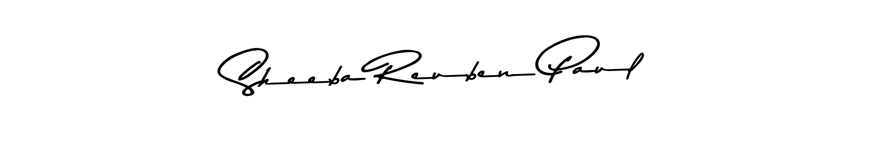 How to make Sheeba Reuben Paul name signature. Use Asem Kandis PERSONAL USE style for creating short signs online. This is the latest handwritten sign. Sheeba Reuben Paul signature style 9 images and pictures png