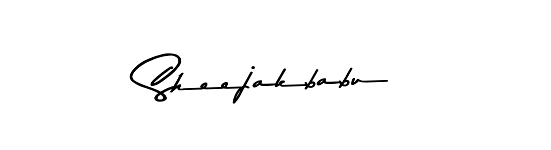 How to make Sheejakbabu name signature. Use Asem Kandis PERSONAL USE style for creating short signs online. This is the latest handwritten sign. Sheejakbabu signature style 9 images and pictures png