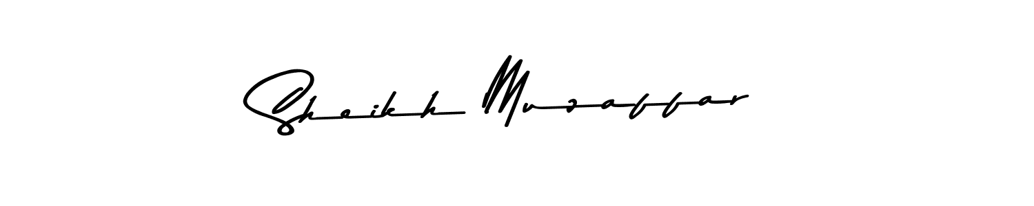 How to make Sheikh Muzaffar name signature. Use Asem Kandis PERSONAL USE style for creating short signs online. This is the latest handwritten sign. Sheikh Muzaffar signature style 9 images and pictures png