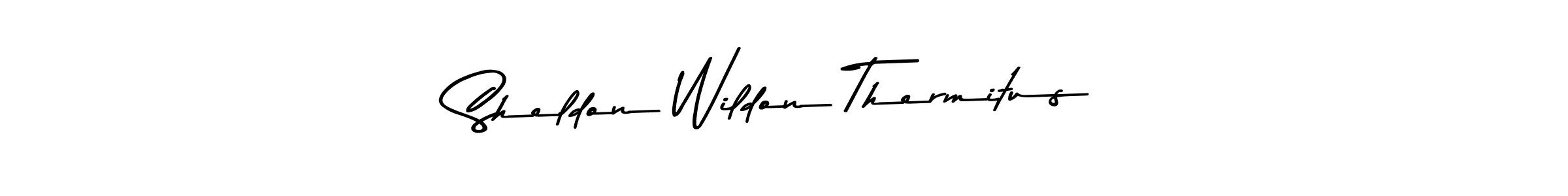 How to make Sheldon Wildon Thermitus name signature. Use Asem Kandis PERSONAL USE style for creating short signs online. This is the latest handwritten sign. Sheldon Wildon Thermitus signature style 9 images and pictures png