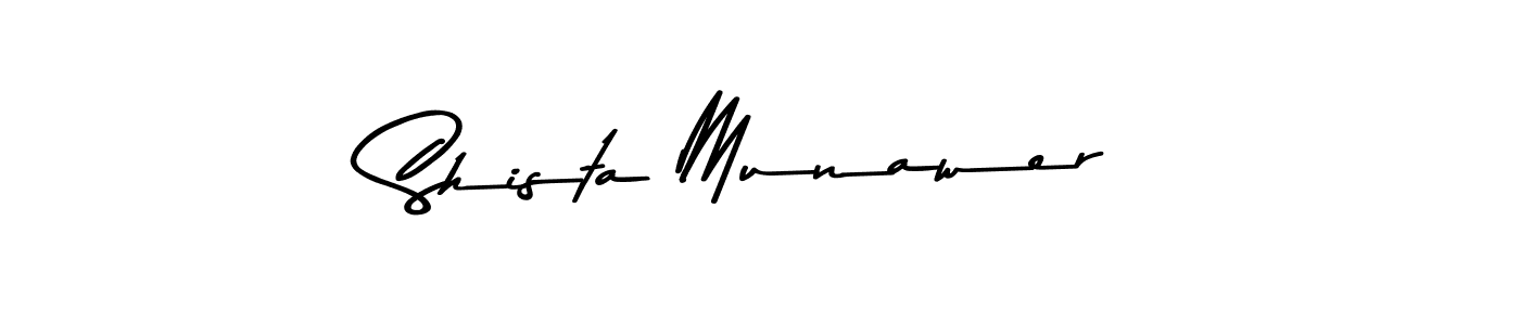 How to make Shista Munawer name signature. Use Asem Kandis PERSONAL USE style for creating short signs online. This is the latest handwritten sign. Shista Munawer signature style 9 images and pictures png