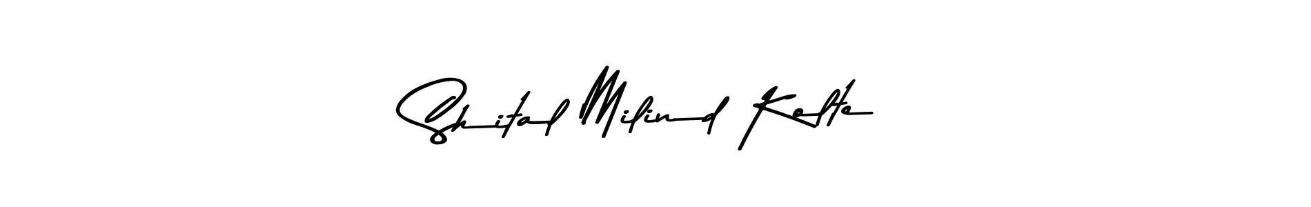 Create a beautiful signature design for name Shital Milind Kolte. With this signature (Asem Kandis PERSONAL USE) fonts, you can make a handwritten signature for free. Shital Milind Kolte signature style 9 images and pictures png