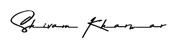 Personalize your online presence with Shivam Kharwar signature rendered in elegant Asem Kandis PERSONAL USE font. Great for website footers and blogs. Shivam Kharwar signature style 9 images and pictures png