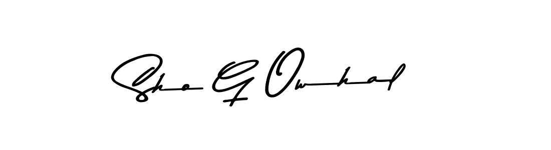 How to make Sho G Owhal name signature. Use Asem Kandis PERSONAL USE style for creating short signs online. This is the latest handwritten sign. Sho G Owhal signature style 9 images and pictures png