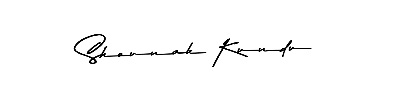 How to make Shounak Kundu name signature. Use Asem Kandis PERSONAL USE style for creating short signs online. This is the latest handwritten sign. Shounak Kundu signature style 9 images and pictures png
