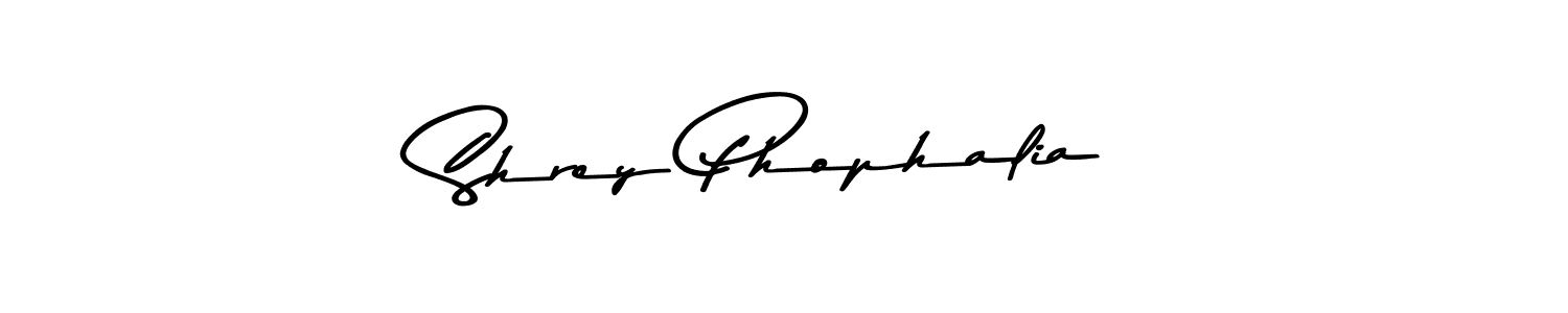 Make a beautiful signature design for name Shrey Phophalia. With this signature (Asem Kandis PERSONAL USE) style, you can create a handwritten signature for free. Shrey Phophalia signature style 9 images and pictures png