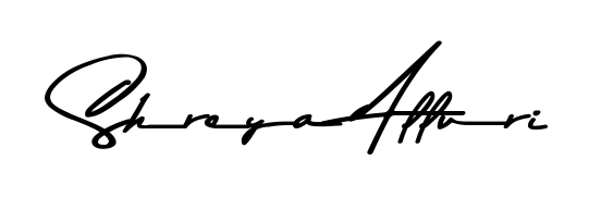 Master the art of signing with Shreya Alluri written in fluent Asem Kandis PERSONAL USE script. A great template to practice and refine your handwriting. Shreya Alluri signature style 9 images and pictures png