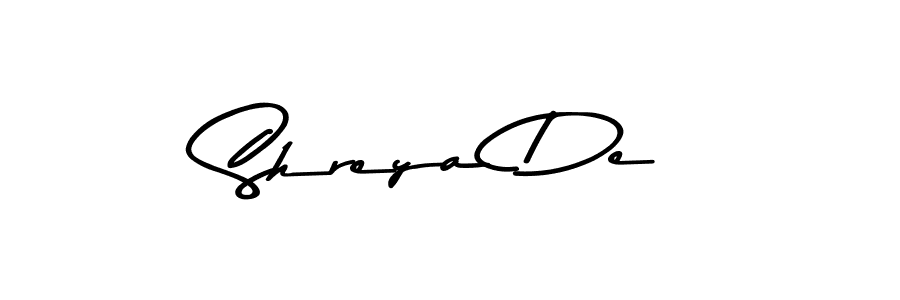 How to make Shreya De name signature. Use Asem Kandis PERSONAL USE style for creating short signs online. This is the latest handwritten sign. Shreya De signature style 9 images and pictures png