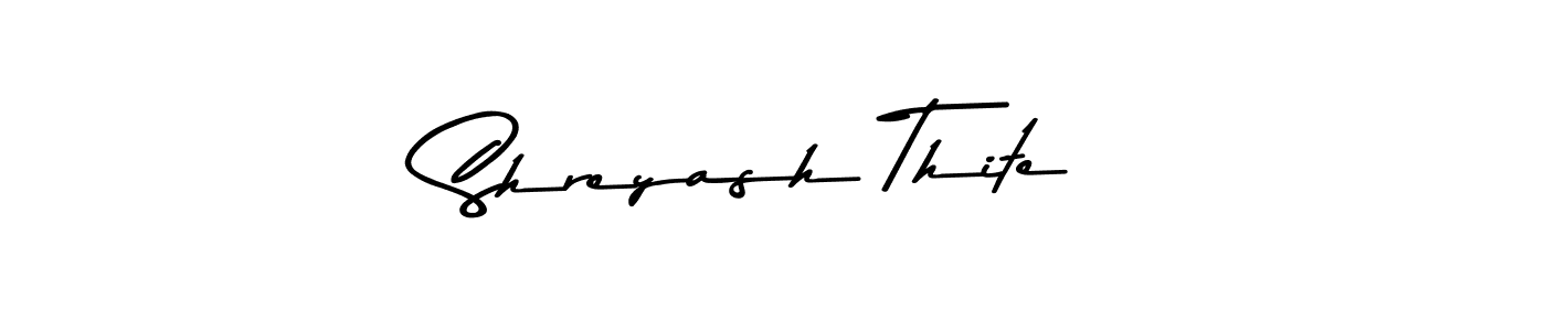 How to make Shreyash Thite name signature. Use Asem Kandis PERSONAL USE style for creating short signs online. This is the latest handwritten sign. Shreyash Thite signature style 9 images and pictures png