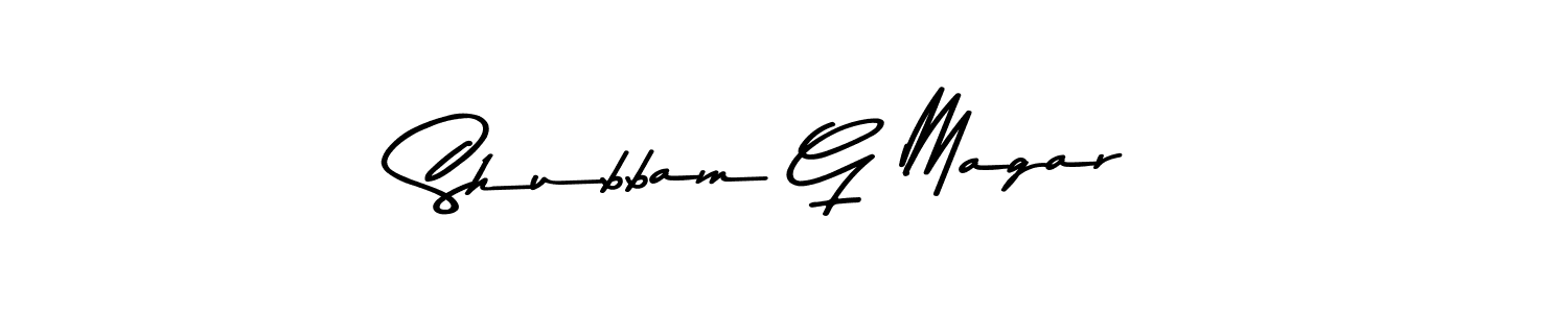 Asem Kandis PERSONAL USE is a professional signature style that is perfect for those who want to add a touch of class to their signature. It is also a great choice for those who want to make their signature more unique. Get Shubbam G Magar name to fancy signature for free. Shubbam G Magar signature style 9 images and pictures png