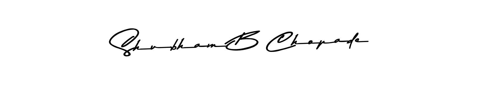 How to make Shubham B Chopade name signature. Use Asem Kandis PERSONAL USE style for creating short signs online. This is the latest handwritten sign. Shubham B Chopade signature style 9 images and pictures png