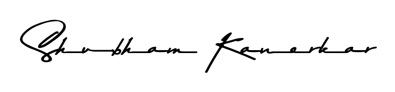 The Asem Kandis PERSONAL USE typeface gives name Shubham Kanerkar a refined look. Suitable for certificates, diplomas, and official verification. Shubham Kanerkar signature style 9 images and pictures png