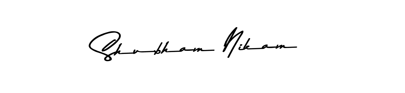 This is the best signature style for the Shubham Nikam name. Also you like these signature font (Asem Kandis PERSONAL USE). Mix name signature. Shubham Nikam signature style 9 images and pictures png