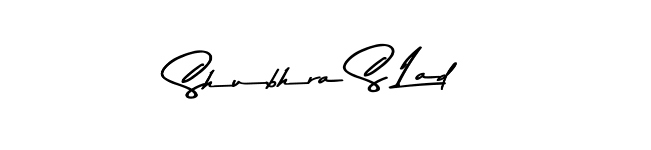 The best way (Asem Kandis PERSONAL USE) to make a short signature is to pick only two or three words in your name. The name Shubhra S Lad include a total of six letters. For converting this name. Shubhra S Lad signature style 9 images and pictures png