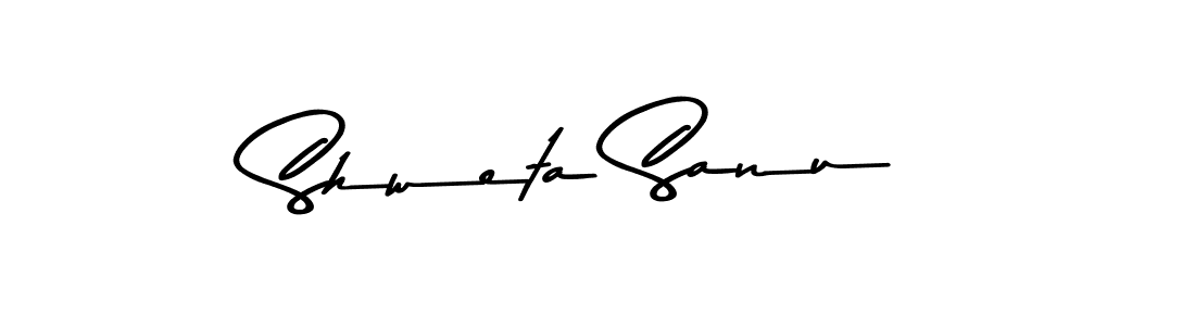 How to make Shweta Sanu name signature. Use Asem Kandis PERSONAL USE style for creating short signs online. This is the latest handwritten sign. Shweta Sanu signature style 9 images and pictures png