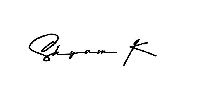 Create a beautiful signature design for name Shyam K. With this signature (Asem Kandis PERSONAL USE) fonts, you can make a handwritten signature for free. Shyam K signature style 9 images and pictures png