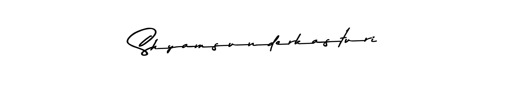 Make a beautiful signature design for name Shyamsunderkasturi. With this signature (Asem Kandis PERSONAL USE) style, you can create a handwritten signature for free. Shyamsunderkasturi signature style 9 images and pictures png