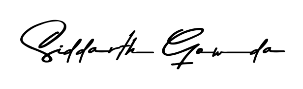 Discover how Siddarth Gowda looks in an executive cursive font (Asem Kandis PERSONAL USE). Perfect for legal documents, invoices, and certificates. Siddarth Gowda signature style 9 images and pictures png