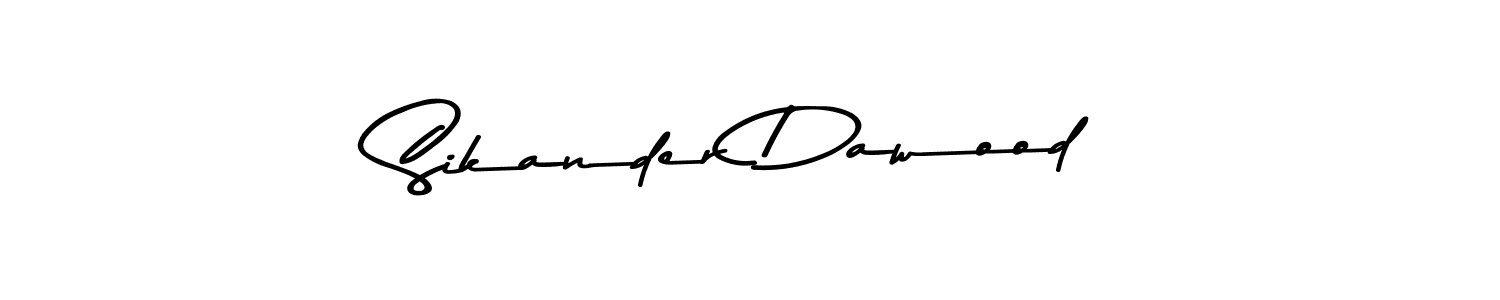 How to make Sikander Dawood name signature. Use Asem Kandis PERSONAL USE style for creating short signs online. This is the latest handwritten sign. Sikander Dawood signature style 9 images and pictures png