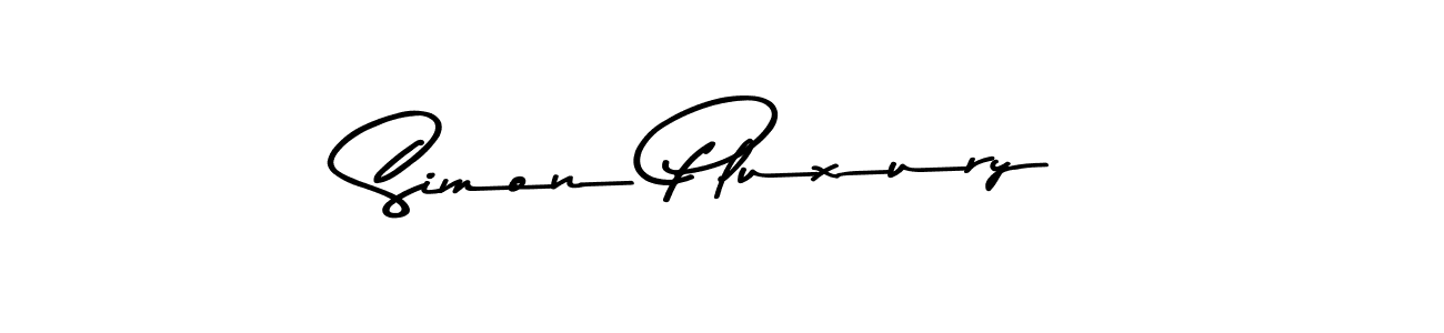 How to make Simon Pluxury name signature. Use Asem Kandis PERSONAL USE style for creating short signs online. This is the latest handwritten sign. Simon Pluxury signature style 9 images and pictures png