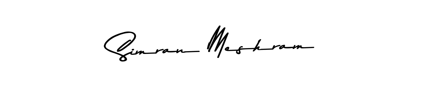 Create a beautiful signature design for name Simran Meshram. With this signature (Asem Kandis PERSONAL USE) fonts, you can make a handwritten signature for free. Simran Meshram signature style 9 images and pictures png