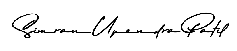 A stylish, flowing autograph style designed for name Simran Upendra Patil using Asem Kandis PERSONAL USE typography. Perfect for digital creative projects. Simran Upendra Patil signature style 9 images and pictures png