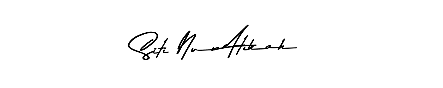 Make a beautiful signature design for name Siti Nur Atikah. With this signature (Asem Kandis PERSONAL USE) style, you can create a handwritten signature for free. Siti Nur Atikah signature style 9 images and pictures png