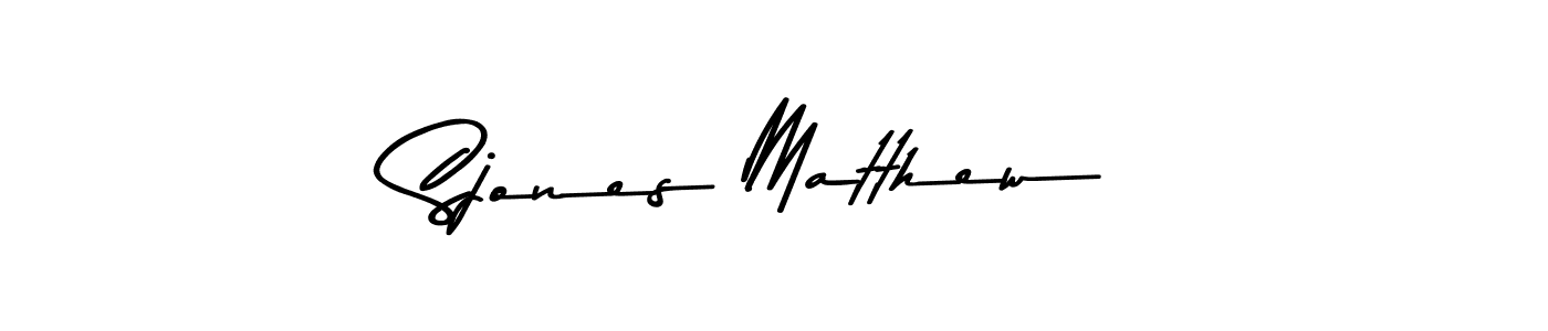 How to make Sjones Matthew name signature. Use Asem Kandis PERSONAL USE style for creating short signs online. This is the latest handwritten sign. Sjones Matthew signature style 9 images and pictures png