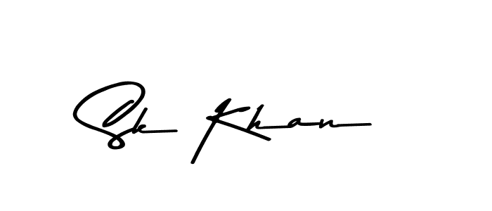 Design your own signature with our free online signature maker. With this signature software, you can create a handwritten (Asem Kandis PERSONAL USE) signature for name Sk Khan. Sk Khan signature style 9 images and pictures png