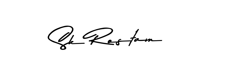 How to make Sk Rostam name signature. Use Asem Kandis PERSONAL USE style for creating short signs online. This is the latest handwritten sign. Sk Rostam signature style 9 images and pictures png