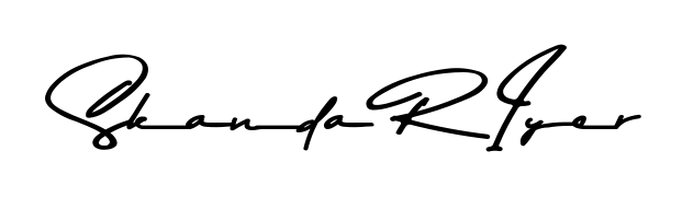 A modern signature idea for name Skanda R Iyer using Asem Kandis PERSONAL USE font. Clean strokes and elegant curves make it stand out instantly. Skanda R Iyer signature style 9 images and pictures png