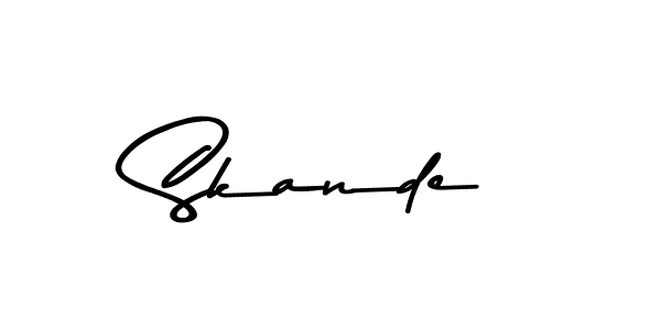 Create a beautiful signature design for name Skande. With this signature (Asem Kandis PERSONAL USE) fonts, you can make a handwritten signature for free. Skande signature style 9 images and pictures png