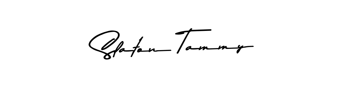 How to make Slaton Tammy name signature. Use Asem Kandis PERSONAL USE style for creating short signs online. This is the latest handwritten sign. Slaton Tammy signature style 9 images and pictures png