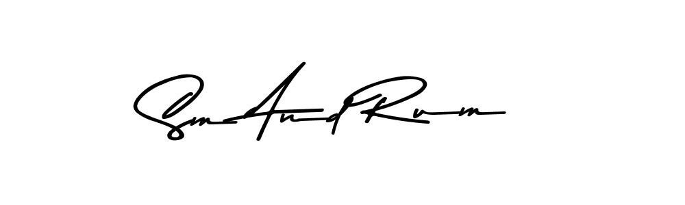 How to make Sm And Rum name signature. Use Asem Kandis PERSONAL USE style for creating short signs online. This is the latest handwritten sign. Sm And Rum signature style 9 images and pictures png