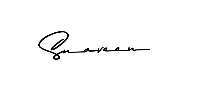 How to make Snaveen name signature. Use Asem Kandis PERSONAL USE style for creating short signs online. This is the latest handwritten sign. Snaveen signature style 9 images and pictures png